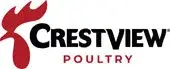 Crestview Poultry logo featuring a bold red rooster symbolizing freshness and quality in poultry products.