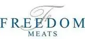 Elegant logo for Freedom Meats, combining modern and traditional typography with a calming blue palette.