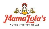 Mama Lolas Authentic Tortillas logo featuring a cheerful woman and fresh handmade tortillas.